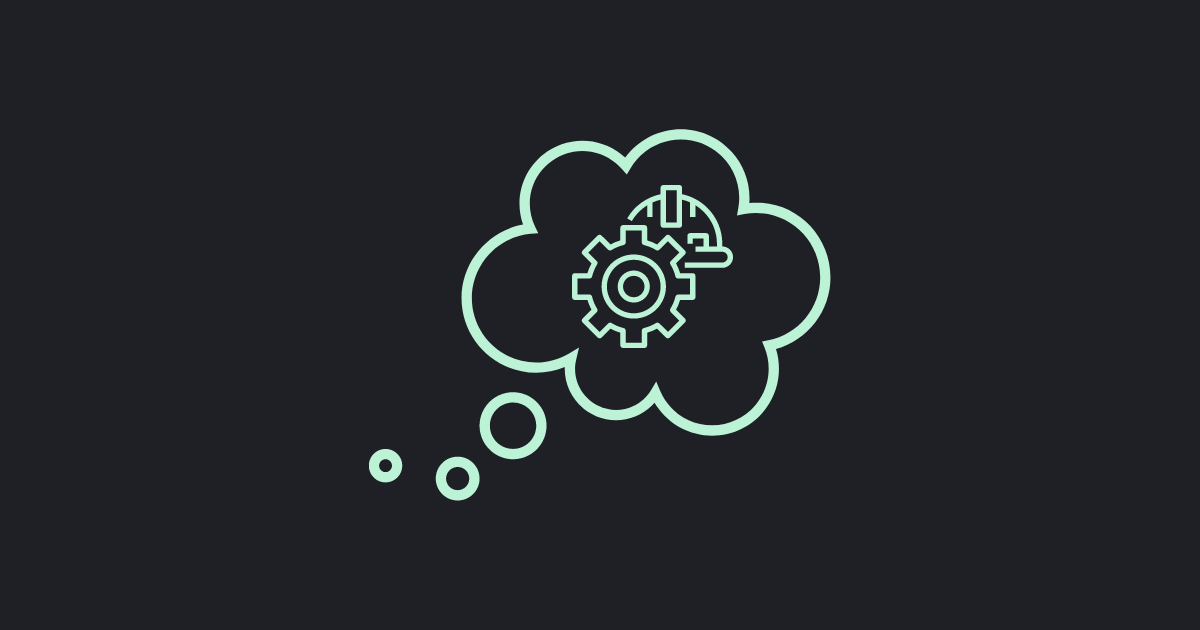 Thought bubble graphic for a "think like a software company" mindset article.